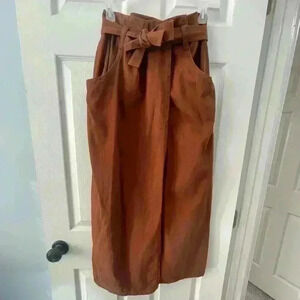 Vintage Outback Rider 100% Cotton Brown Wrap Skirt with Belt Tie